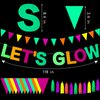 Outus Neon Party Supplies Includes Let's Glow Banner 20 Pieces Neon Paper Tassels and Neon Triangle Flag Glow in The Dark Party Supplies Bunting Party Hanging Decorations for Halloween Birthday Party