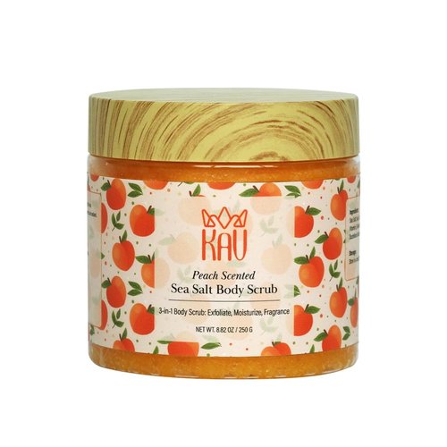 KAV Peach Salt Body Scrub - All Natural Exfoliating Salt Scrub for Body and Face, Helps with Moisturizing Skin, Dead Cell Removal, Rejuvenation and Relaxation…