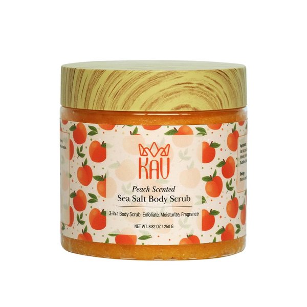 KAV Peach Salt Body Scrub - All Natural Exfoliating Salt Scrub for Body and Face, Helps with Moisturizing Skin, Dead Cell Removal, Rejuvenation and Relaxation…