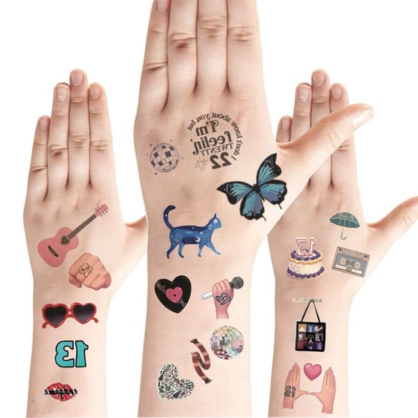 53Pcs Temporary Tattoos, Hand Face Mixed Styles Temporary Tattoos for Fan Party Decorations, Singer Fans, Singer Temporary Tattoos Concert Merch, Cute Concert Idea for Teens Adult Singer Fans