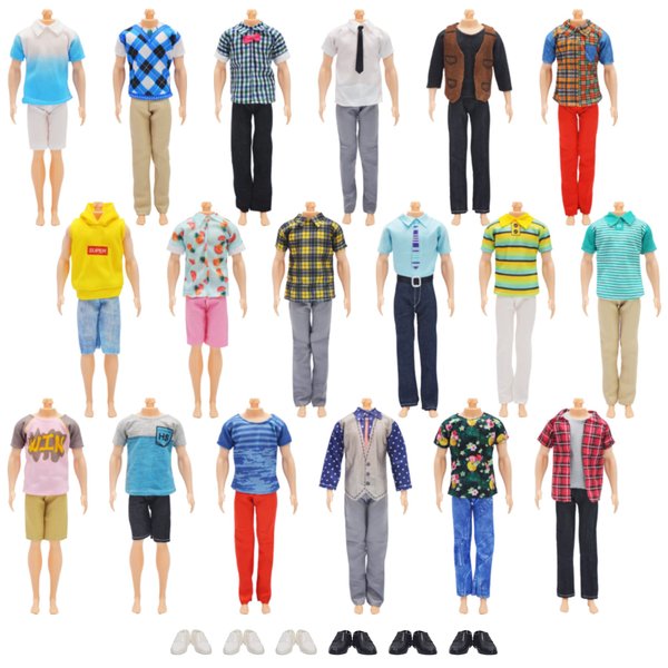 NOKUTIP 24 Pieces Doll Clothes and Accessories for 12 Inch Boy Doll Include Random 6 pcs Casual Wear and 6 pcs Dolls Pants and 6 Pairs Shoes