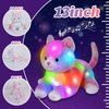 Glow Guards 13'' Musical Light up Rainbow Cat Stuffed Animal,Rainbow Kitty Soft Stuffed Animal,Singing Glowing Cat Plush Toy Bed Night Light Birthday Gift for Toddler Kids