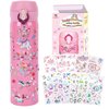 YOFUN Decorate Your Own Water Bottle with 11 Sheets of Unicorn Stickers & Glitter Gems, Craft Kit & Art Kit for Children, Gift for Girls Age 4 5 6 7 8 9 10 Years Old Kids, BPA Free Insulated (Pink)