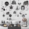 16Pcs Black White Silver Birthday Hanging Swirls Decorations for Women Men, Black White Happy Birthday Foil Swirl Party Supplies, 16th 21st 30th 40th 50th 60th Birthday Ceiling Swirl Sign Decor