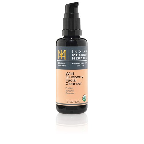 Indian Meadow Herbals Wild Blueberry Facial Cleanser (1.7oz) - Nourishing cleanser. Purifies & Rejuvenates,. Gentle formula. Make-Up Remover. USDA CERTIFIED ORGANIC.