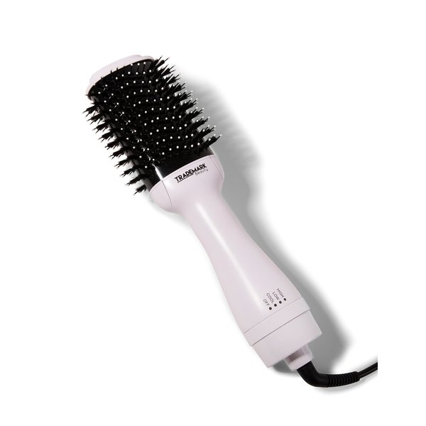 Trademark Beauty Hair Dryer Brush in One, Blow Dryer Brush, Wet and Dry Hair, Anti-Frizz Ions, Smooths, Ceramic, Creates Volume, All Hair Types - White