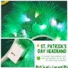 GORTIN St Patrick's Day Headband Light up Shamrock Head Band Green Feather LED Irish Hair Band Festival Party Costume Hair Accessories for Women and Girls