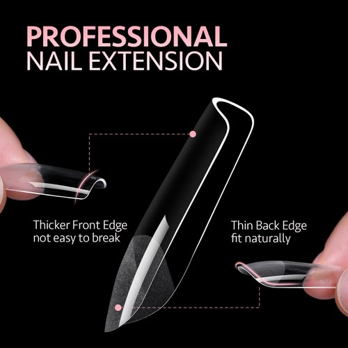 GAOY Medium Square Nail Tips, 240Pcs Soft Pre-shaped Acrylic Nail Tips, 12 Sizes Half Matte Full Cover Fake Press on Nails Tips, Nail Extension Tips