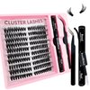 Fluffy Lash Clusters Kit 200pcs DIY Lash Extension Kit, Wispy Lash Clusters Kit Natural 8-16mm Thick Volume Eyelashes Extension Kit with Lash Bond and Seal and Lash Tweezers.(200P-4K-Kit)