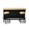Dollhouse Furniture Metal Bar Table & Chair with Wood Top Pub Set 1:12 Scale Miniature Accessories Bar Counter Stool Mini Dining Coffee Table Model Layout Props Desktop Decor