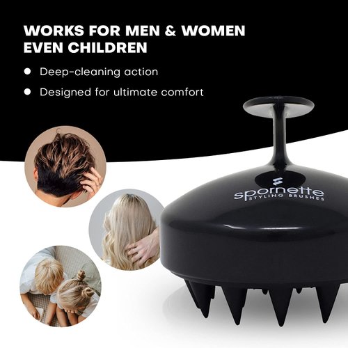 Spornette Scalp Massager Shampoo Brush Black
