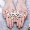 Evild Wedding Flower Hair Comb Silver Pearls Hair Side Comb Bridal Hair Clips Headpieces Vintage Hair Accessories for Bride and Bridesmaids