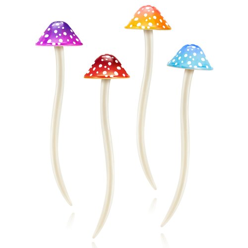 Taiyin 4 Pcs Mushroom Hair Stick Christmas Hair Sticks for Long Hair Chinese Hair Chopsticks for Women Girl Hair Sticks for Buns Cute Print Hair Sticks Accessories (Multicolor)