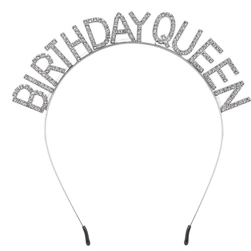 AOPRIE Birthday Crown for Women Silver Birthday Tiara for Girls Birthday Queen Headband Princess Crown Rhinestone Happy Birthday Accessories
