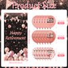 Rose Gold Retirement Party Decorations for Women Happy Retirement Sign Door Cover Banner and 18Pcs Rose Gold Retirement Balloons for Retirement Office Farewell Party Supplies