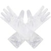 Yolyoo Girls Princess Gloves,Girl White Long Satin Princess Dress Up Diamonds Bows Gloves for Birthday,Wedding, Costume Party (White)