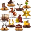 Chrisfall 12 Pcs Western Cowboy Party Decorations Wild West Honeycomb Centerpieces Wild West Cowboy Party Tables Decorations Western Theme Party Decorations for Cowboy Birthday Baby Shower Supplies