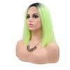 Kalisa Ombre Short Bob Wig Neon Green Lace Front Wigs for Women Synthetic Fluorescent Yellow Lace Wig with Dark Hair Roots Summer Cosplay Drag Queen Shoulder Length Straight Hair Wig