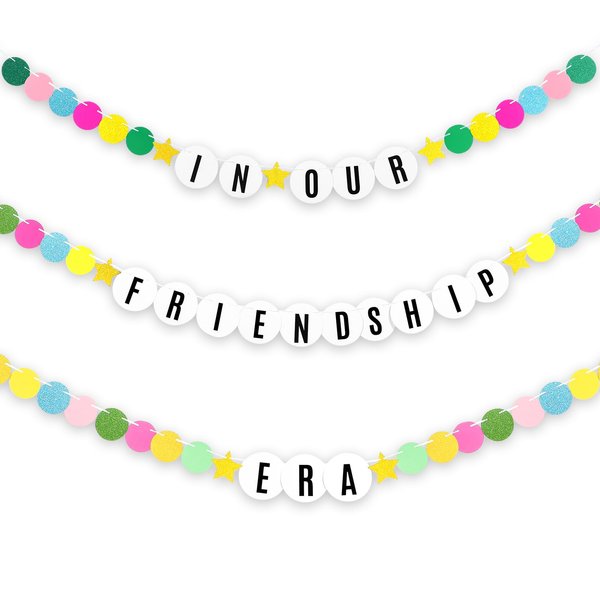 Motiskyy 114 DIY Giant Glitter Friendship Bracelet Banner in My Era Banner Friendship Themed Decor Customizable Happy Birthday Party Supplies Friendship Garland 2024 Graduation (Bright Color)