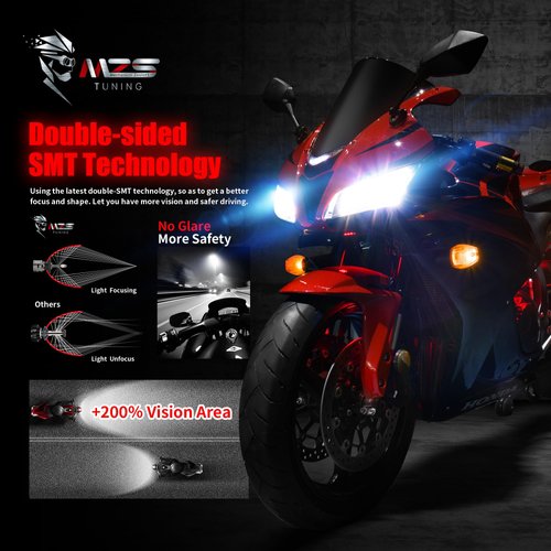 MZS H4 Light Bulb Motorcycle, 8000LM 35W 9003 HB2 Mini 6500K Cool White Extremely Bright Fog Light Halogen Replacement (Pack of 1)