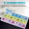Weekly Pill Organizer - 21 Day Pill Planners for Pills Vitamins & Medication, 3 Times-a-Day Medication Reminder Boxes, Easy to Read & Travel Friendly