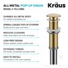 Kraus PU-L10BG Bathroom Pop-Up Drain Assembly for Vessel Sinks Without Overflow, with Extended Thread for Thicker Countertops, 10 3/4 Inch, Brushed Gold