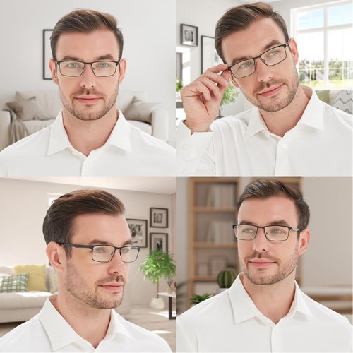 EYECEDAR 5-Pack Reading Glasses for Men Metal Frame Spring Hinges Include a pair of Blue Light Blocking Computer Readers Eyeglasses 2.00