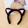 Black Cat Ears Headband Hairband, Cute Animal Ears Headband, Soft Plush Cat Ear Headwear Hair Hoop for Halloween Cosplay Cat Costume Make Up Washing Face
