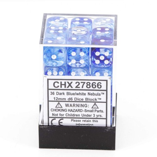 DND Dice Set-Chessex D&D Dice-12mm Nebula Dark Blue and White Plastic Polyhedral Dice Set-Dungeons and Dragons Dice Includes 36 Dice – D6, Various (CHX27866)