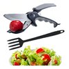 Kitchen Salad Scissors with Salad Forks for Chop n Mix Salad,Salad Cutting Tool Cut and Toss Dual Blade Salad Chopper Scissors,Multifunction Vegetable Salad Making Kit with Cutter n Mixing Fork