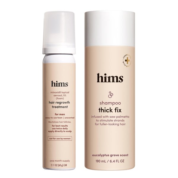 hims Thick Fix Set - Hair Thickening Shampoo & 5% Minoxidil Foam for Men's Hair Growth - Moisturizing, Color Safe - 2 Count