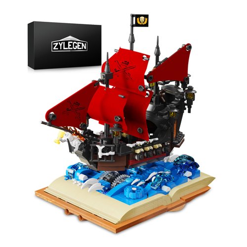 ZYLEGEN Ideas Pirates Ship Model Building Blocks Kits,Queen Anne Pirates Ship Building Toy Set,Sailboat Model Construction Set to Build,Present for Kids Boys and Girls, (966Pcs)