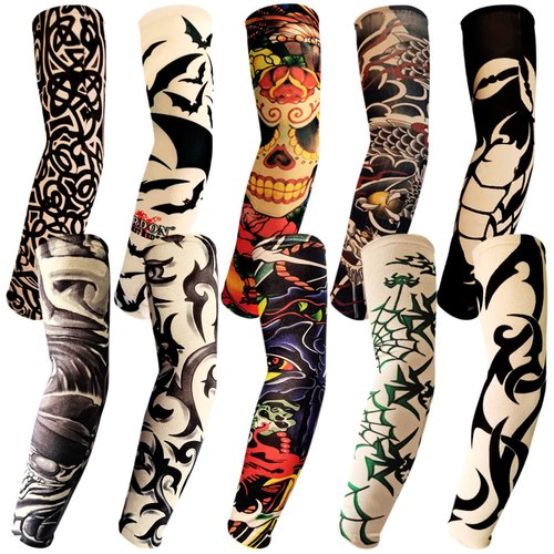 Aresvns Temporary Tattoo Sleeves 10pcs Extended Slip On Tattoo Arm Sleeves Kit for biker