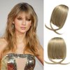 ROURUNFASI Clip on Wispy Bangs-Real Human Hair Clip in Bangs Hairpieces Ash Blonde Fake Air Bangs Fringe with Temples Bangs Hair Clip Extensions