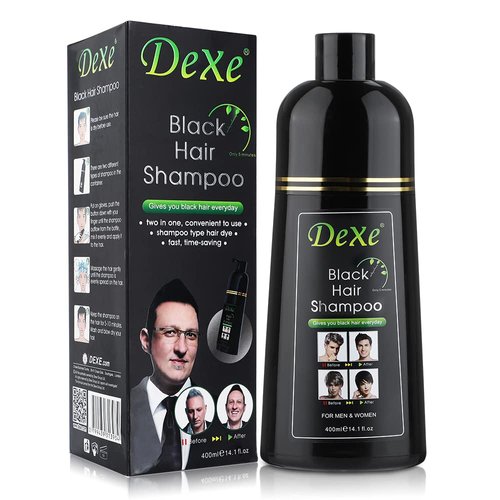 YUOLITA 400ml Black Hair Dye Shampoo, 100% Gray Coverage 3-In-1 Shampoo Instant Hair Color Shampoo Hair Dye Shampoo Mild Plant Formula-Ammonia Free Black Hair Dye for Men Women Lasts 30 Days
