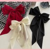 Hair Bows, Barrettes and Scrunchies for Women: 3 PCS Black Satin Ribbon Hairpins with Long Tails, Metal French Clips, and Ponytail Accessories