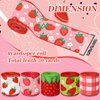 Whaline 5 Roll Strawberry Wired Ribbon 2.5 Inch Red Pink Green Strawberry Plaid Fabric Craft Ribbon Colorful Wired Edge Ribbon for Summer DIY Craft Wreath Bow Floral Gift Box Wrapping, 30 Yards