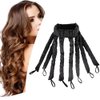 No Heat Hair Curler Headband for Long Hair, Satin Heatless Curling Rod with Adjustable Strap Overnight No Heat Curling Roller for Women and Girls Waves and Curls (Black)