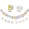 Happy Birthday Banner Little Daisy Banner for Kids Adults Birthday Party Decorations (Macaron+White)