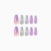 Press on Nails Medium Coffin SWEKKE Fake Nails Purple French Gradient Full Cover False Nails with Glitter Designs Acrylic Nails Glossy Glue on Nails Reusable Artificial Nails for Women Manicure