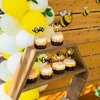 24Pcs Bumble Bee One Cupcake Toppers Glitter 1st Birthday Party Cupcake Picks Decorations for Bee Theme Baby Shower Kids First Birthday Party Supplies