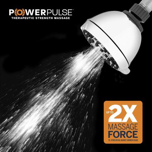 Waterpik PowerPulse Therapeutic Massage Shower Head, No Size, Chrome, XAS-613E