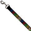Dog Leash Justice League of America Superhero Blocks Black Multi Color 6 Feet Long 1.0 Inch Wide