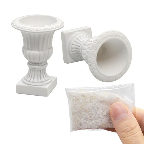 iLAND Miniature Dollhouse Accessories on 1:12 Scale, Mini Urn Planters 2pcs for Dollhouse Garden, Fairy Garden Accessories, Wedding Table Décor