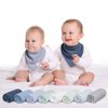 Bearmoss Muslin Baby Bibs 8 Pack 100% Cotton Baby Bandana Drool Bibs for Unisex Baby Girls Boys Drooling and Teething (Mint Iceberg)