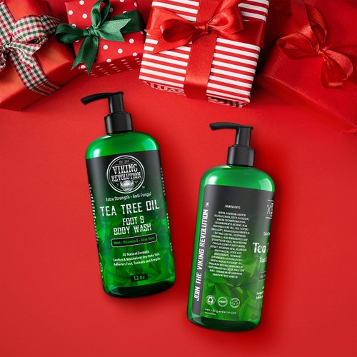 Viking Revolution Tea Tree Body Wash Soap for Men - Helps Athlete's Foot, Jock Itch, Eczema & Body Odors - Extra Strength Tea Tree Oil Men's Body and Foot Wash