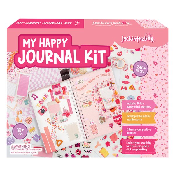 jackinthebox DIY Journal for Girls Ages 8-12, 242 pcs, Scrapbook Kit, Tween Girls Gifts, Girls Journal Kit, Includes 10 Mental Health Exercises, Journaling Kit, Gifts for 8 9 10 11 12-Year-Old