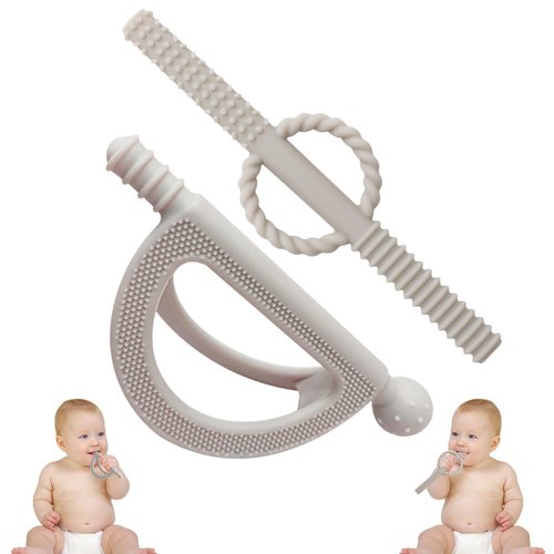 2 Pack Baby Teether Toys for Teething Relief Toys for 0-6,12,18 Months Infant,Silicone Chew Toys for Baby