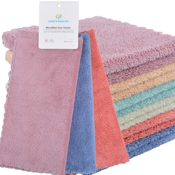 HOPESHINE Face Makeup Remover Cloths Wash Towels Facial Cleaning Wipes Reusable Soft for Sensitive Skin Erase Mascara, Eyeliner, Foundation Lipstick 12 inch X 12 inch