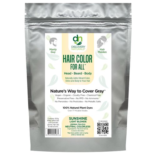 Blonde Henna Hair Color For All Kit | 100% All Natural Hair Dye & Beard Dye Powder (Sunshine Light Blonde) Organic, Herbal & Vegan Chemical & Cruelty Free Permanent Gray Coverage & Tinting